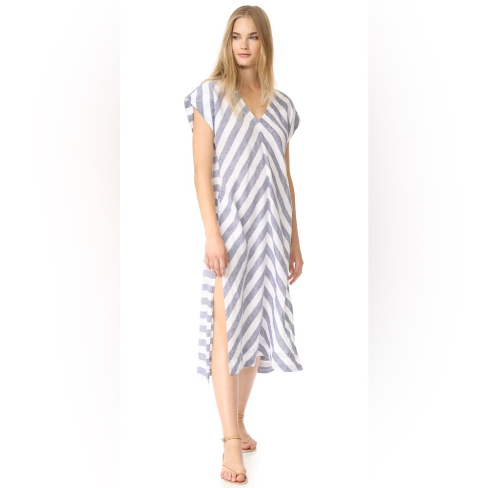 AYR Linen Dress Maxi Midi Nautical Stripe, Size Small - Picture 4 of 8